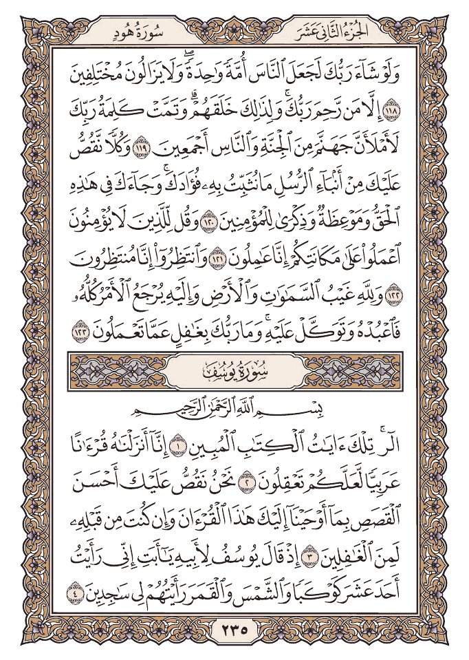 Yusuf, page 235 of the Madinah Mushaf
